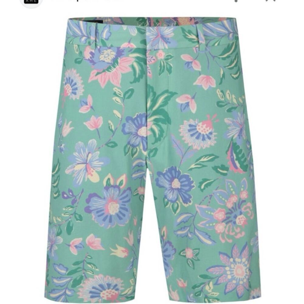 Polo Ralph Lauren Mens Shorts Green Blue Floral Lined Stretch Golf 10” Sz 34